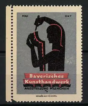 Reklamemarke München, Bayerisches Kunsthandwerk 1925, Messelogo