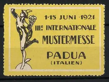 Reklamemarke Padua, III. Internationale Mustermesse 1921, Hermes-Standbild