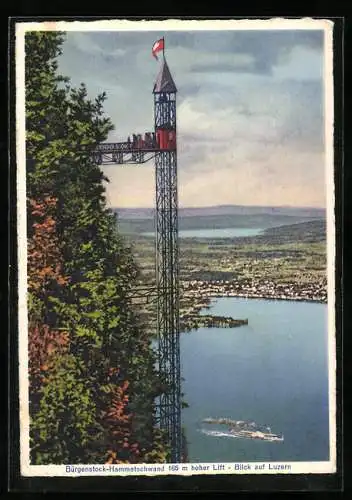 AK Bürgenstock-Hammetschwand, Der hohe Lift mit Blick auf Luzern