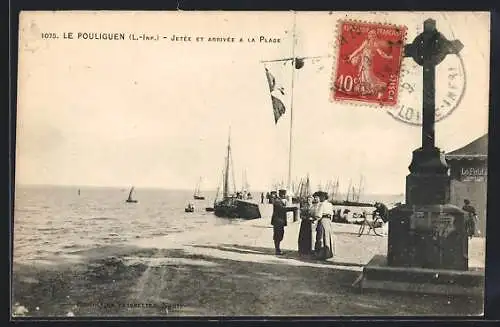 AK Le Pouliguen, Jetée et arrivée à la plage