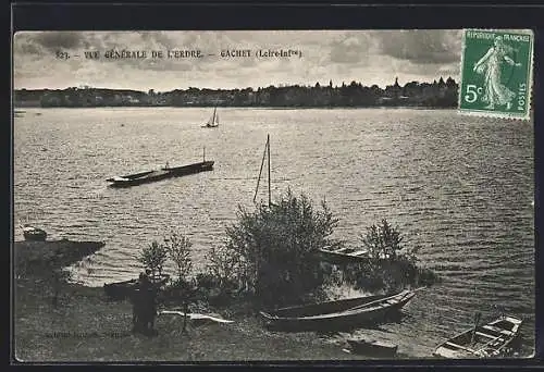 AK Gachet, Vue générale de l`Erdre avec bateaux et voiliers