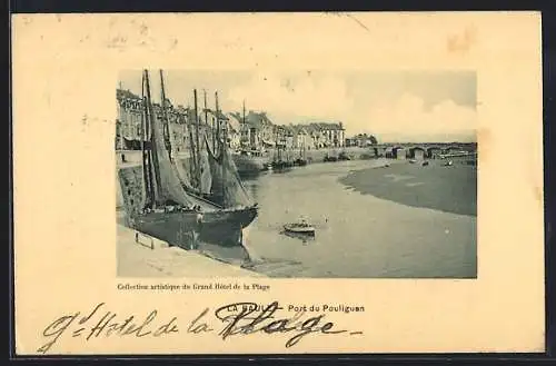 AK Le Pouliguen, Port du Pouliguen avec des voiliers et vue sur la ville