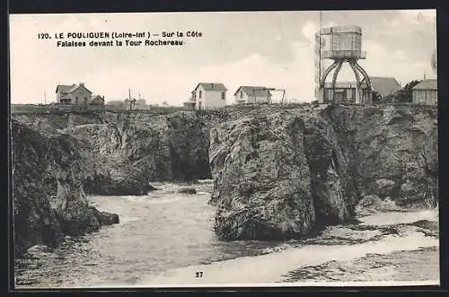 AK Le Pouliguen, Falaises devant la Tour Rochereau sur la Côte