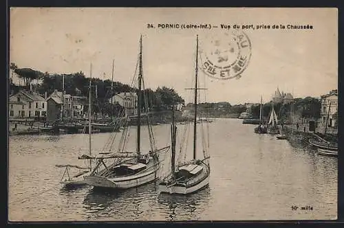 AK Pornic, Vue du port, prise de la Chaussée