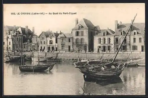 AK Le Croisic, Au Quai du Port-Ciguet avec bateaux à voile