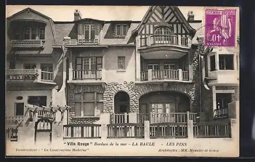 AK La Baule-les-Pins, Villa Rouge, Bordure de la mer