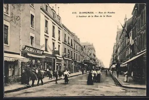 AK Saint-Nazaire, Rue de Nantes à hauteur de la Rue de la Gare