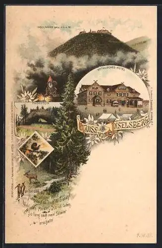 Lithographie Brotterode, Inselberg, Gothaisches Hotel, Thorstein