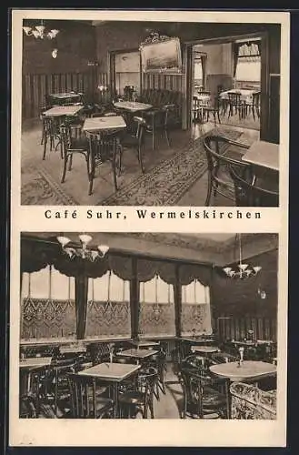 AK Wermelskirchen, Das Café Suhr, Innenansichten, Remscheider Strasse 44