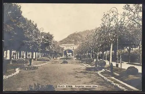 AK Bad Ems, Kurgarten, untere Allee