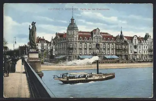 AK Konstanz /Bodensee, Partie bei der Rheinbrücke