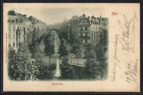 AK Köln-Neustadt, Salierring, Strassenpartie mit Springbrunnen aus der Vogelschau