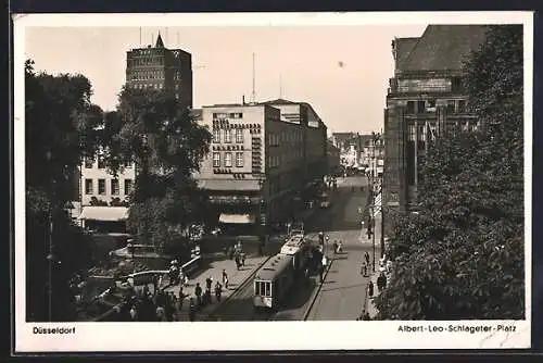 AK Düsseldorf, Strassenbahn am Albert-Leo-Schlageter-Platz