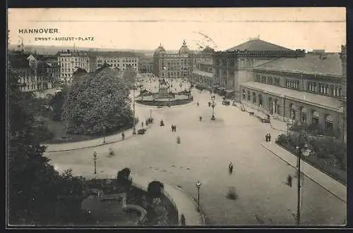 AK Hannover, Ernst-August-Platz und Bahnhof