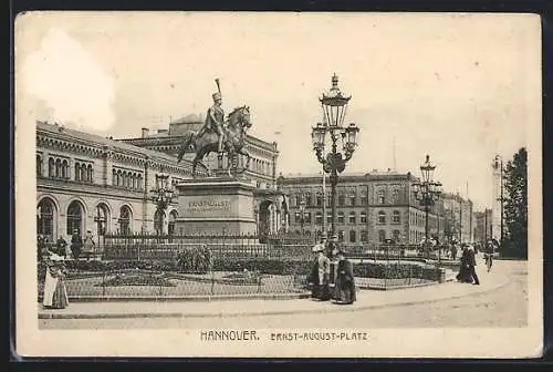 AK Hannover, Ernst-August-Platz und Bahnhof