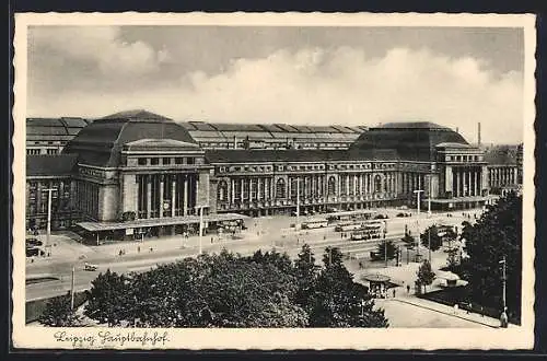 AK Leipzig, Der Hauptbahnhof aus der Vogelschau