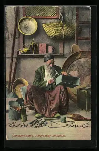 AK Constantinople, Ferblantier ambulant, türkischer Handwerker