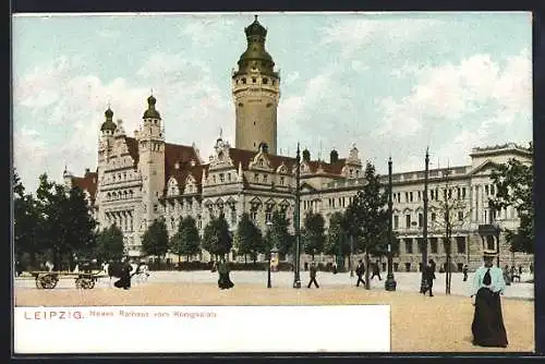 AK Leipzig, Neues Rathaus vom Königsplatz