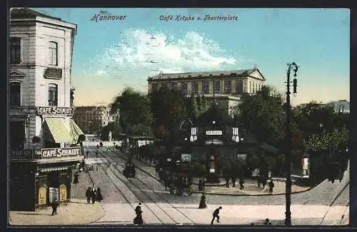 AK Hannover, Cafe Kröpcke und Cafe Schmidt am Theaterplatz