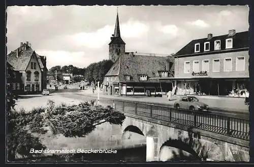 AK Bad Bramstedt, Beeckerbrücke mit Geschäft Bornhöft