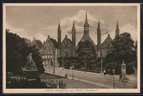 AK Lübeck, Geibelplatz mit Denkmal