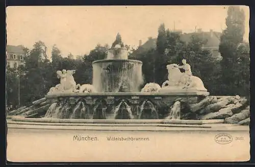 AK München, Partie am Wittelsbachbrunnen