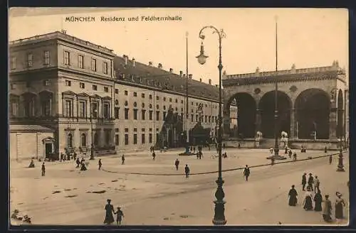 AK München, Residenz und Feldherrenhalle