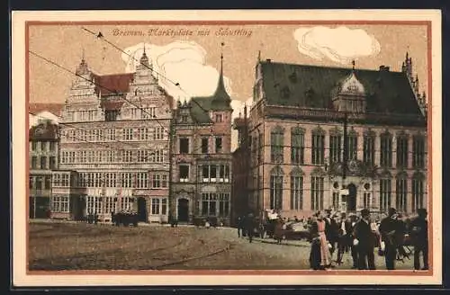 AK Bremen, Marktplatz mit Schütting