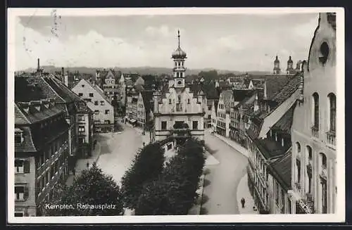 AK Kempten i. A., Rathausplatz aus der Vogelschau