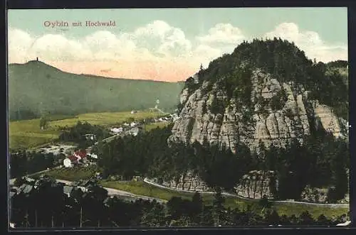 AK Oybin, Ortsansicht mit Hochwald