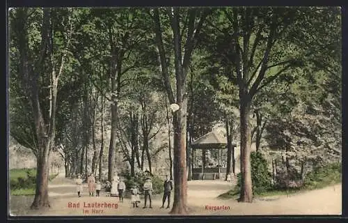 AK Bad Lauterberg /Harz, Kurgarten m. Allee u. Pavillon