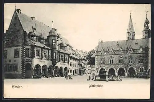 AK Goslar, Marktplatz mit Hotel Kaiser-Worth