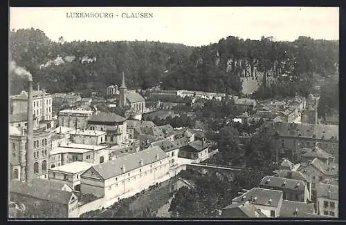 AK Luxembourg, Clausen, Ortsansicht aus der Vogelschau