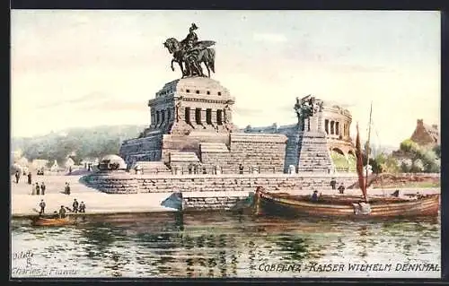 Künstler-AK Charles F. Flower: Coblenz, Denkmal Kaiser Wilhelms I. am Deutschen Eck