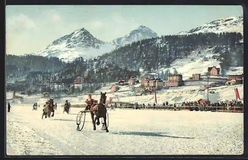 AK Wintersport mit Pferdeschlitten in den Bergen