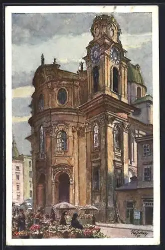 Künstler-AK E.F. Hofecker: Salzburg, Portal der Kollegienkirche