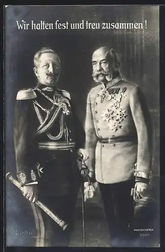 AK Kaiser Franz Josef I. von Österreich und Kaiser Wilhelm II., Zweibund zwischen Deutschland und Österreich