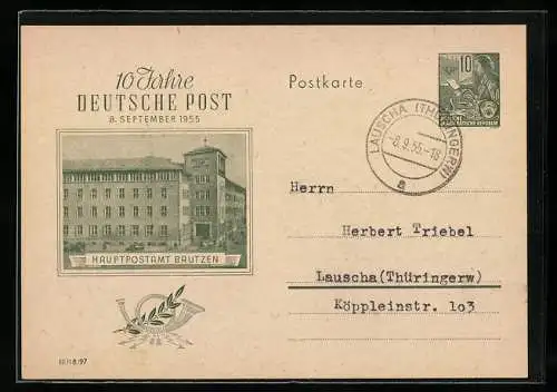 AK Bautzen, 10 Jahre Deutsche Post 1955, Hauptpostamt