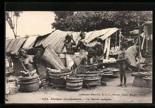 AK Porto-Novo, Sur le Marchè, afrikanische nackte Frau