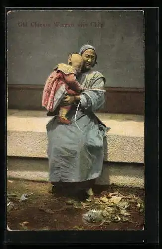 AK Old chinese Woman with Child