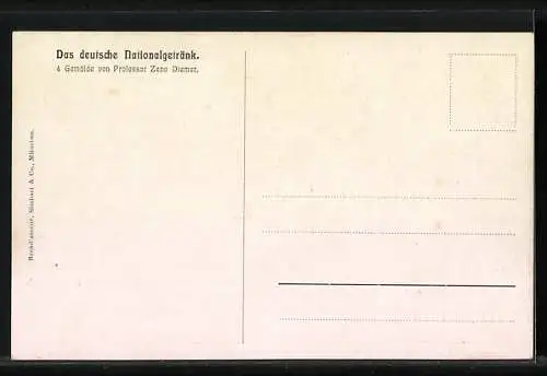 Künstler-AK Zeno Diemer: Das deutsche Nationalgetränk, Nach langer Kriegsfahrt trinkt der Kaiser Klosters Kraftbier