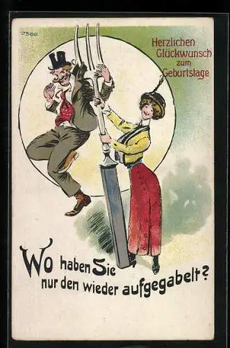 Künstler-AK Bruno Bürger & Ottillie Nr. 7366: Wo haben Sie nur den wieder aufgegabelt?