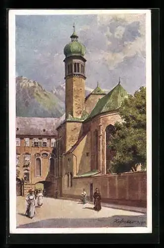 Künstler-AK E. F. Hofecker: Innsbruck, Ansicht der Hofkirche