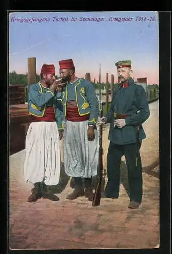 AK Kriegsgefangene Turkos mit Wache