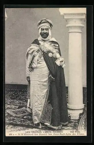 AK Sidi m'hammed ben Bouaziz ben Gana, Bach-Agha des Zibans, Araber in Tracht