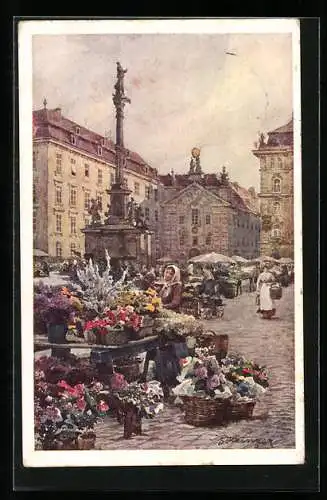 Künstler-AK Wien, Am Hof, Blumenmarkt