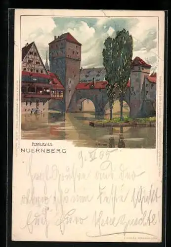 Künstler-AK K. Mutter: Nuernberg, Kenkersteg