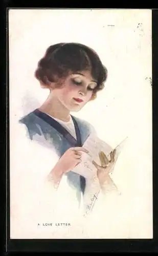 Künstler-AK sign. G. C. Brisley: Junge Dame liest einen Brief