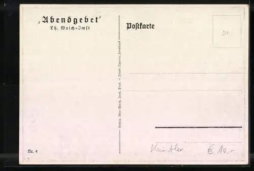 Künstler-AK Th. Walch: Abendgebet der Familie