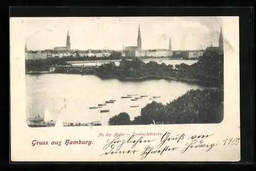 AK Hamburg, An der Alster mit Lombardsbrücke